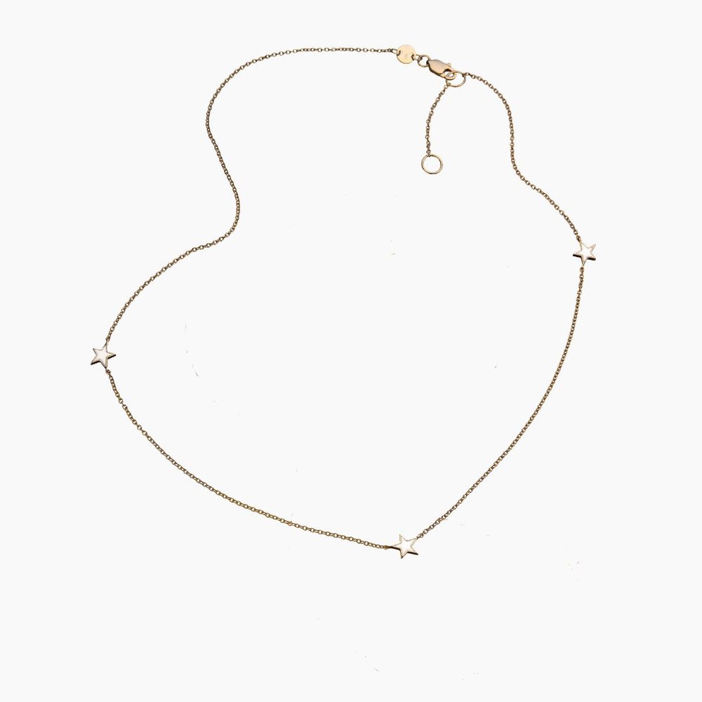 Timeless Star Necklace 16" Silver/White Enamel